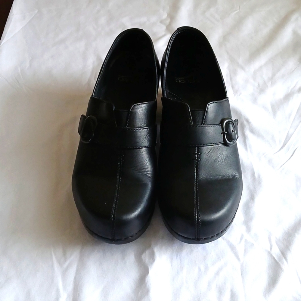 Black Slip-On Women's Clogs with Buckle Strap